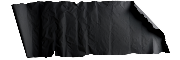 Large Torn Black Paper Sheet with White Background