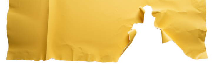 Large Torn Yellow Paper Sheet with White Background