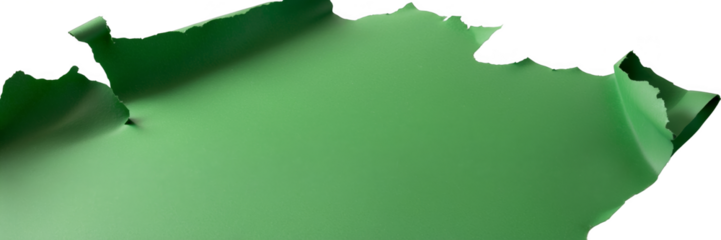 Large Torn Green Paper Sheet with White Background