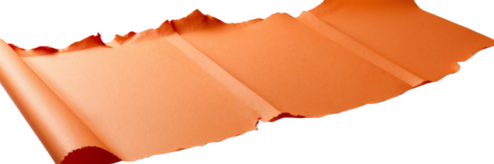 Large Torn Orange Paper Sheet with White Background