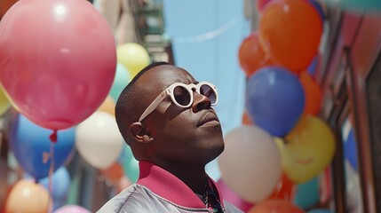 Active fashion enthusiasts styled in a 90s and 2000s-inspired manner. Confident 90s retro fashion man.