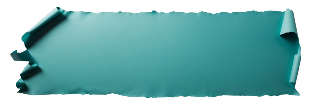 Large Torn Teal Paper Sheet with White Background - Powered by Adobe