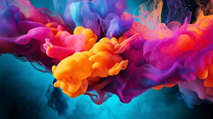 Fototapeta premium A vibrant swirl of colorful smoke and fluid shapes creating an abstract visual effect.