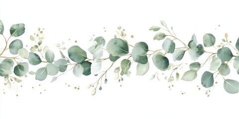 This beautiful watercolor illustration of delicate eucalyptus sprigs is ideal for enhancing floral decor, stylish backgrounds, and elegant invitations for memorable occasions and events