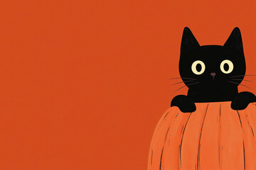 Halloween Background with Black Cat, and Pumpkin, Perfect for Spooky Seasonal Themes, with room for copy