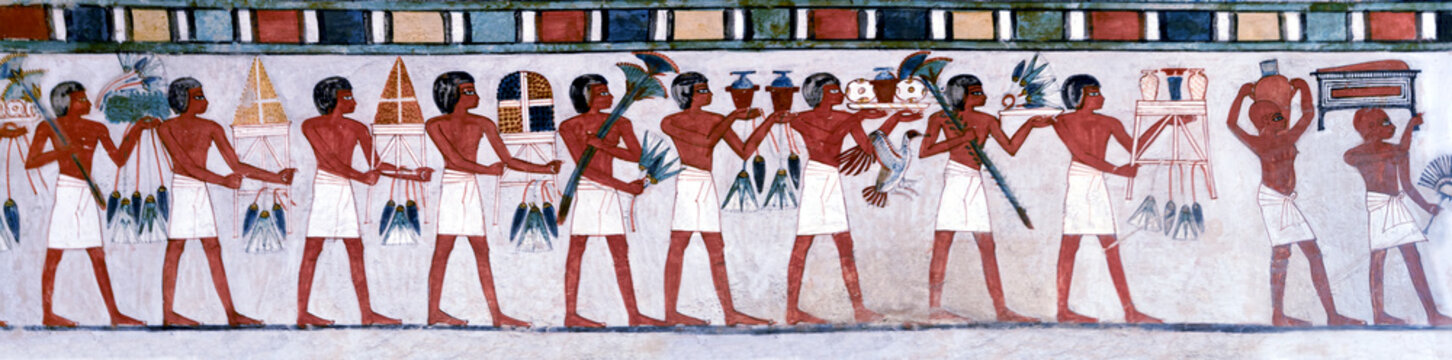 The funeral procession at the Tomb of Menna. valley of the Nobles. Luxor.  Egypt.