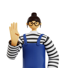 3d render girl character half body