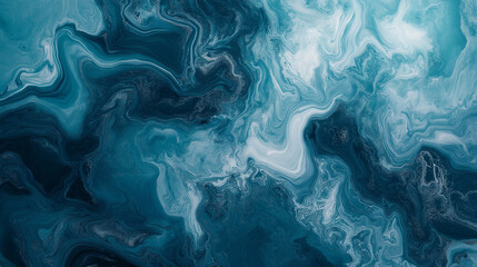 Fototapeta premium Marbled paper background in deep oceanic tones