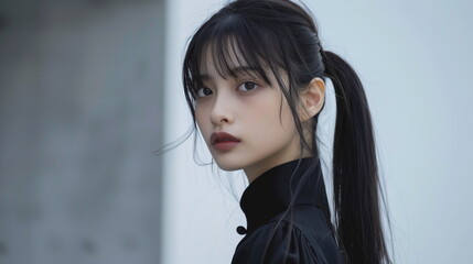 ファッションモデルの若い女性のポートレート