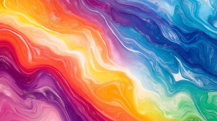 Obraz premium Vibrant rainbow marbled paper background