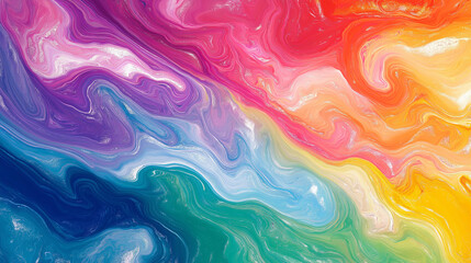 Obraz premium Vibrant rainbow marbled paper background