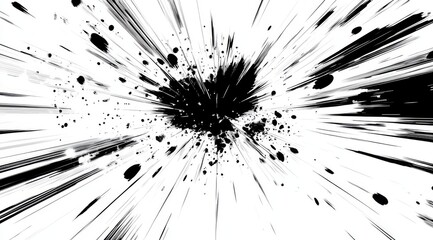 Obraz premium An explosive and dynamic comicstyle illustration that vividly showcases intense motion with striking black and white contrasts, making it the perfect choice for dramatic and actionpacked scenes