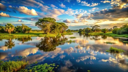 Image of the breathtaking landscape and wildlife of the Pantanal in Brazil , Pantanal, Brazil, nature, scenery