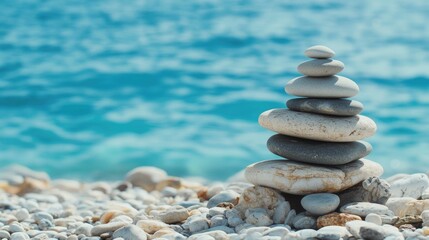 Fototapeta premium Tranquil Seaside Stone Stack