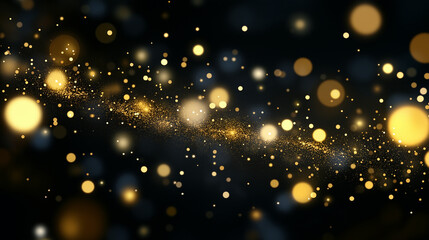 Fototapeta premium golden christmas particles and sprinkles for a holiday celebration like christmas or new year. shiny golden lights. wallpaper background for ads or gifts wrap and web design