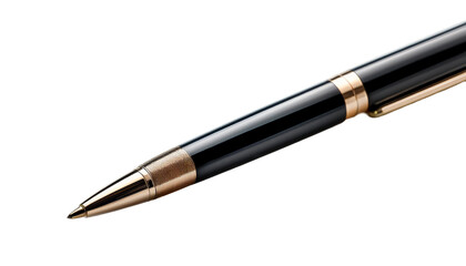 Naklejka premium Streamlined Essentials: Close-Up of a Ballpoint Pen on White