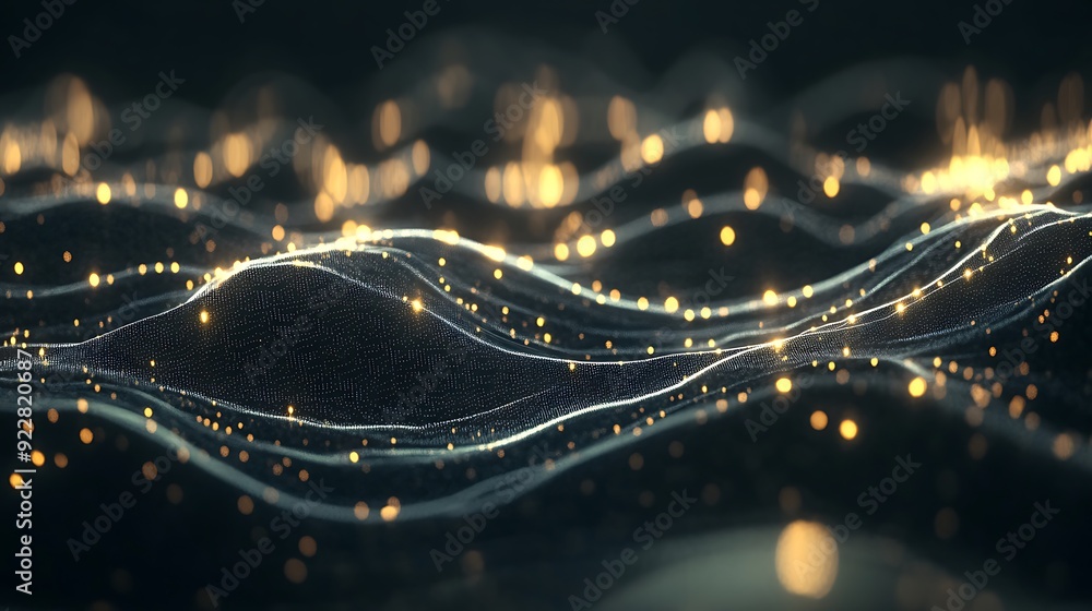 Aufkleber Abstract Visualization of AI with Swirling Lines and Digital Particles