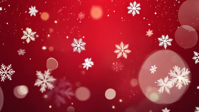 Red christmas background with snowflakes