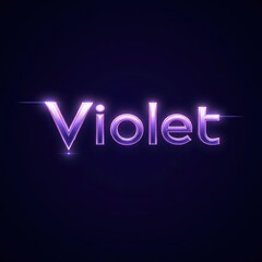 Female name logo, The Glowing Word Violet in Purple Letters Against a Dark Background