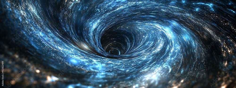 Aufkleber Swirling Digital Maelstrom of Code and Light, Representing AI Algorithms Complexity in Cosmic Futuristic Space