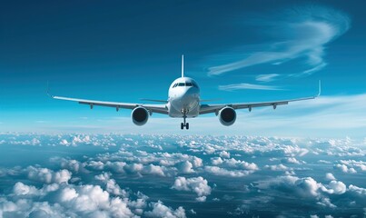 Obraz premium Airplane flying in the sky transportation travel vehicles with modern wing Generate AI