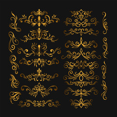 Baroque engraved. Victorian floral ornamental borders, luxury vintage decorative frame elements. Vector illustration royal set for wedding invitation and greeting cards, ornaments romantic invitations