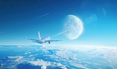 Obraz premium Airplane flying in the sky transportation travel vehicles with modern wing Generate AI