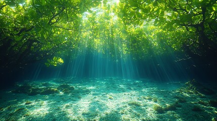 Obraz premium world mangrove day background concept. underwater view 