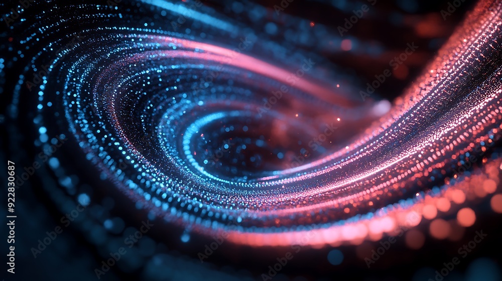 Fototapete swirling vortex of sound waves and light representing music flow in a 3d digital space