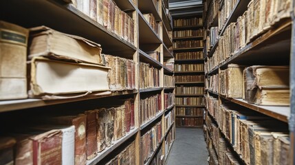 Obraz premium Old Books in a Library.