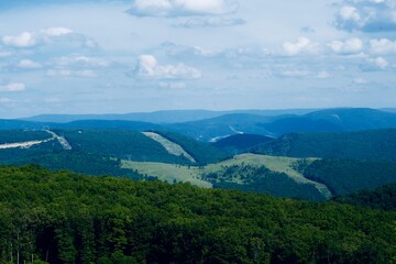 West Virginia Mountains Bright Blue Sky.