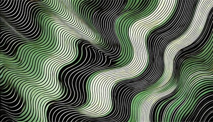 Fototapeta premium Flowing Green and Black Waves