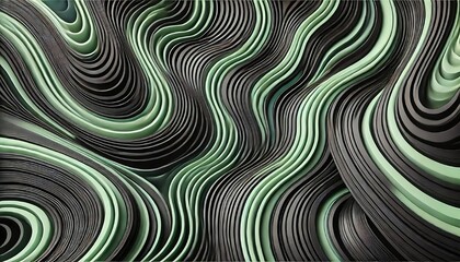 Fototapeta premium Swirling Black and Green Waves
