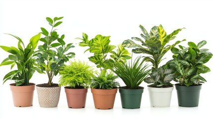 Obraz premium Variety of Potted Plants Against White Background