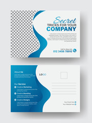 Creative modern corporate business postcard EDDM design template, Double sided layout, Business postcard template design, simple and clean modern minimal postcard.
