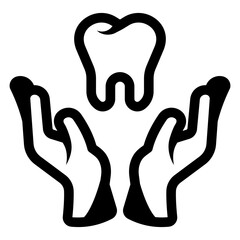 hand holding dental tooth care icon