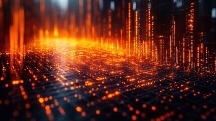 Abstract Cityscape with Orange Lights.