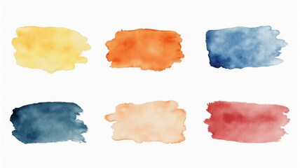 Vibrant Watercolor Texture Swatches in Multiple Colors Illustration