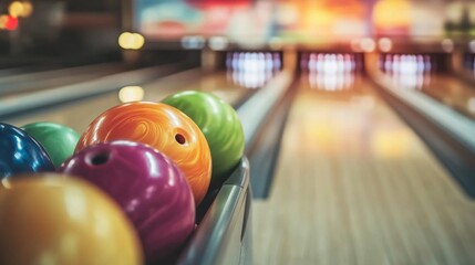 Colorful Bowling Balls in a Bowling Alley