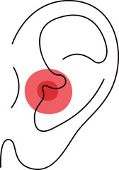 Human Pain In Ear Line Illustration