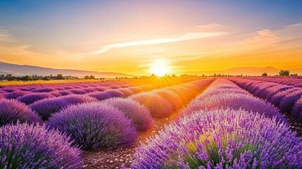 Lavender Fields at Sunset