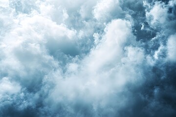 Obraz premium Fluffy white clouds floating in a bright blue sky during midday. Generative AI