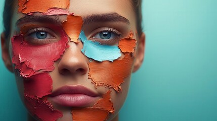 Abstract Art Portrait with Split Paint Effect