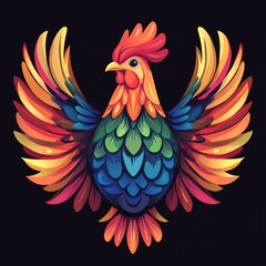 Obraz premium vector colorful chicken logo 
