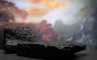 natural stones with texture for product presentation podium