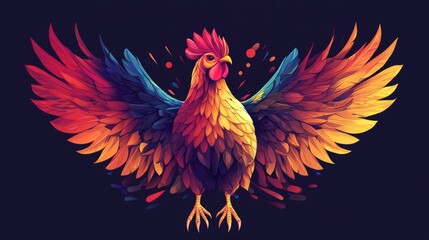 Obraz premium vector colorful chicken logo 