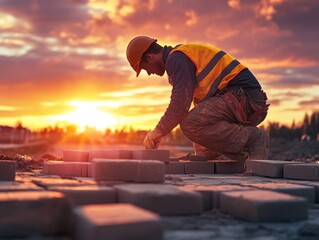 Construction Worker Sunset