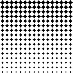 Black diamond pattern. Geometric circle gradient. Abstract optical illusion. Monochrome seamless background.