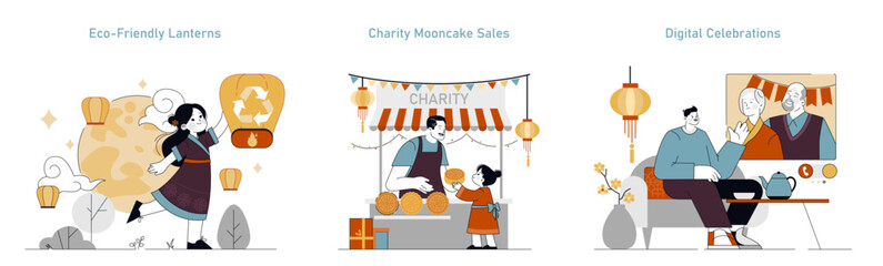 Mid Autumn Festival. Flat Vector Illustration