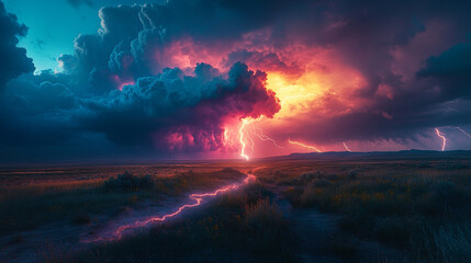 Naklejka premium massive lightning storm